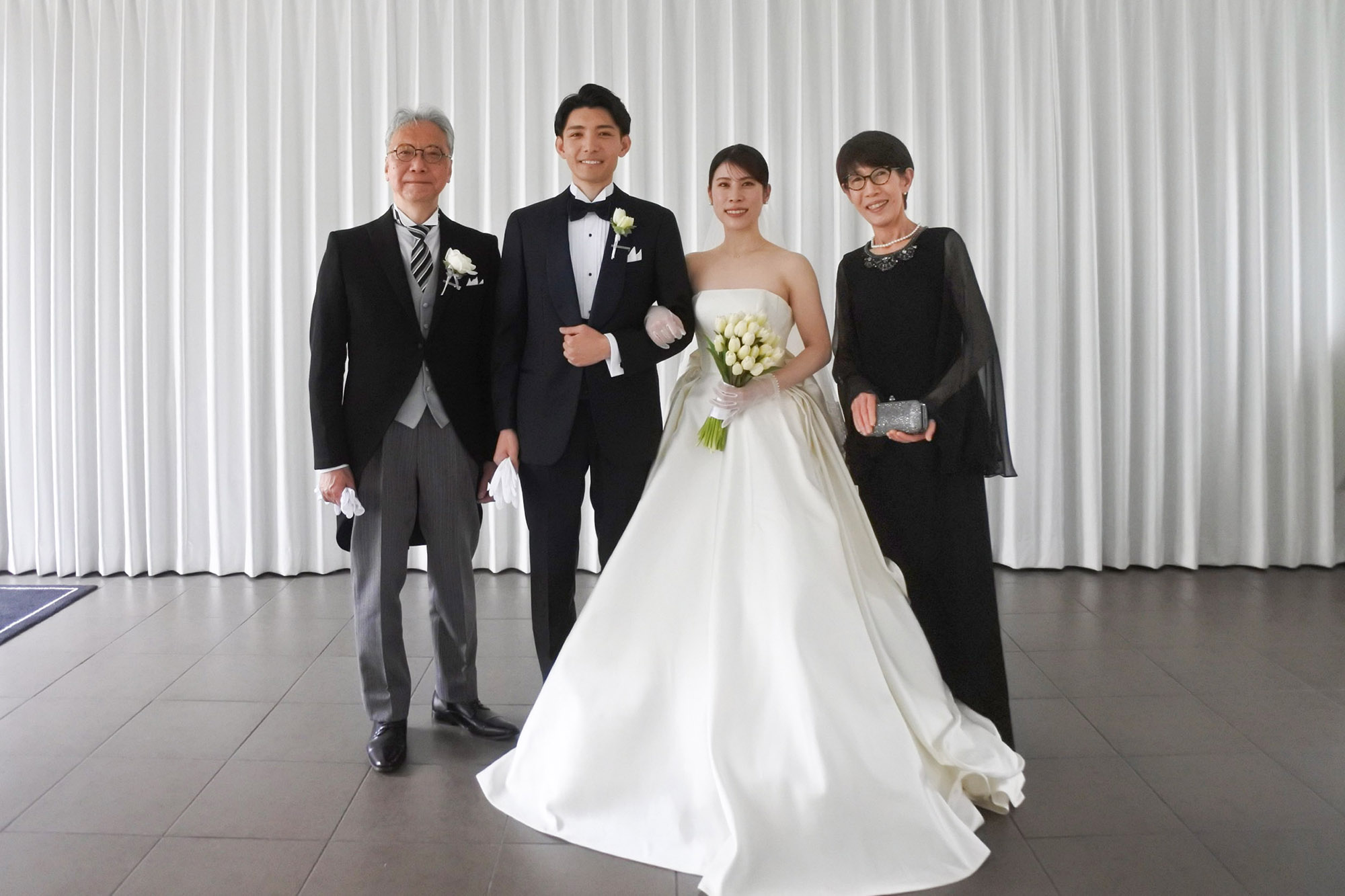 実際の結婚式 母親 フォーマルドレスL081ブラック